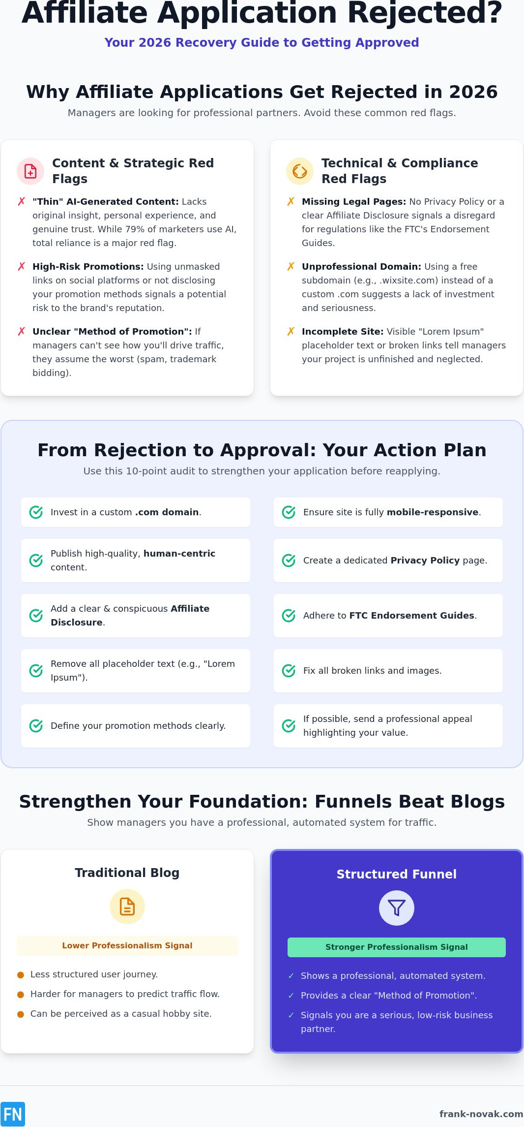 What to Do When Your Affiliate Application is Rejected: A 2026 Recovery Guide